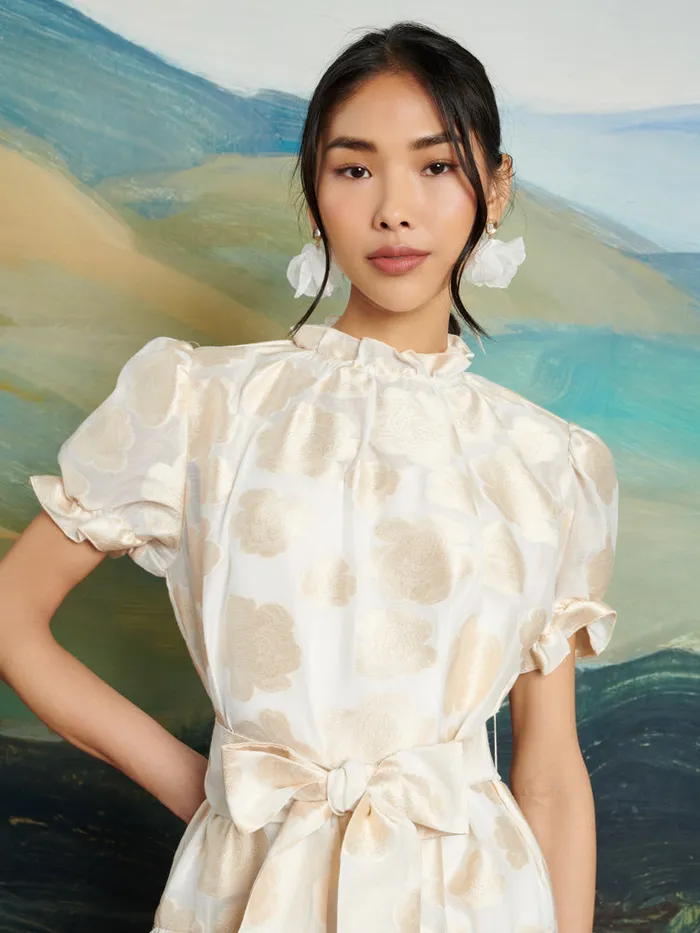 Women Sister Jane Dresses DREAM Lasso Jacquard Midi Dress White Gold