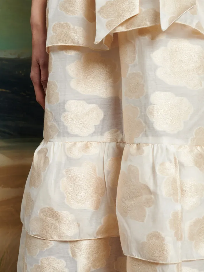 Women Sister Jane Dresses DREAM Lasso Jacquard Midi Dress White Gold