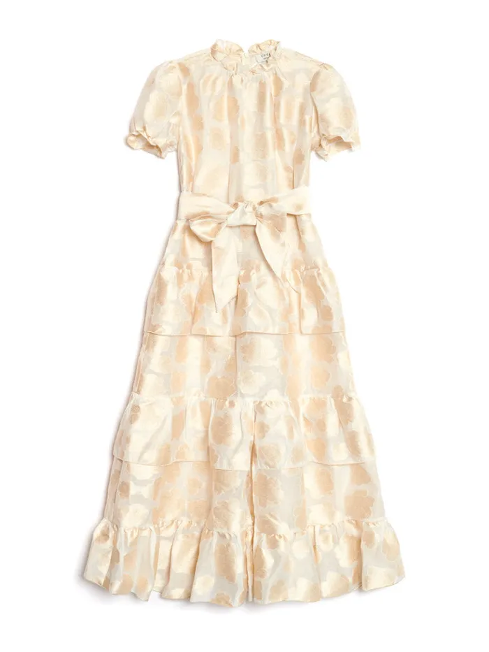 Women Sister Jane Dresses DREAM Lasso Jacquard Midi Dress White Gold
