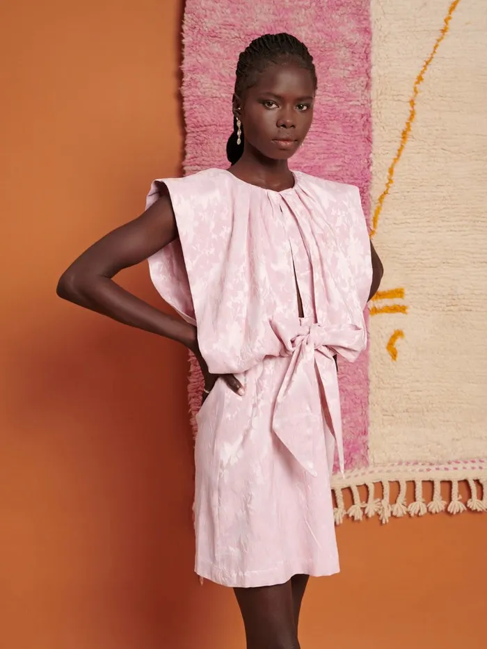 Women Sister Jane Dresses Ghospell Mariam Jacquard Mini Dress Baby Pink