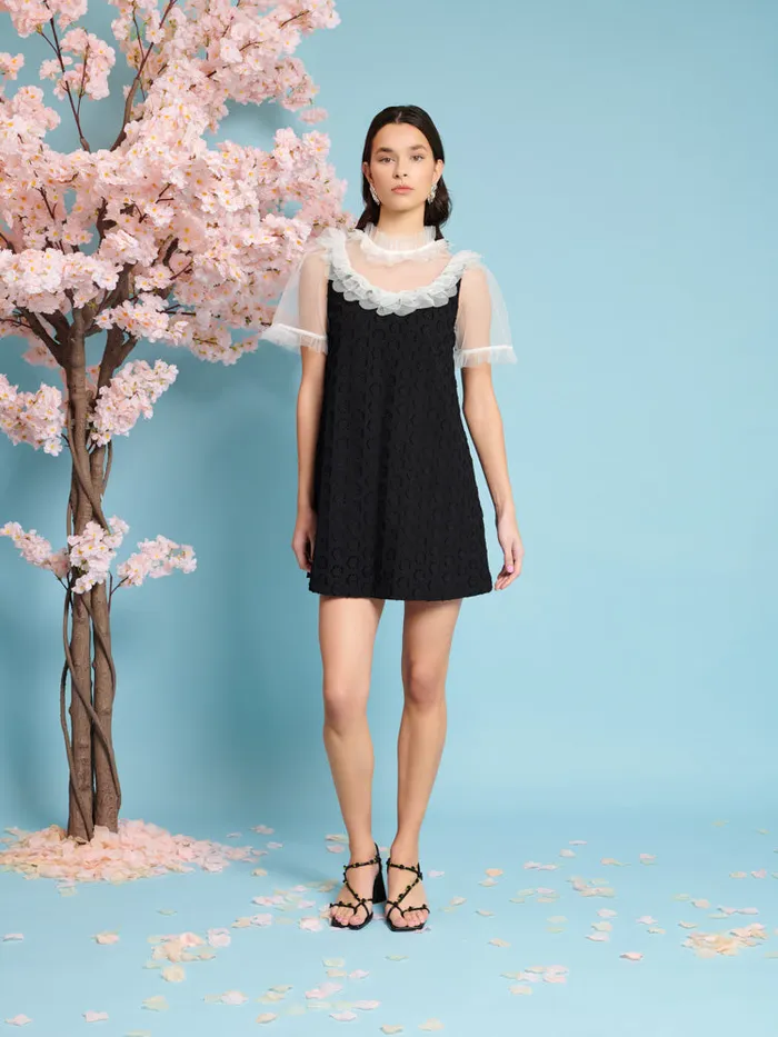 Women Sister Jane Dresses Mara Jacquard Mini Dress Coal Black