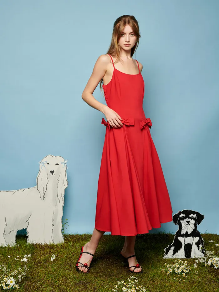 Women Sister Jane Dresses Minnie Bow Cami Dress Carmin Red