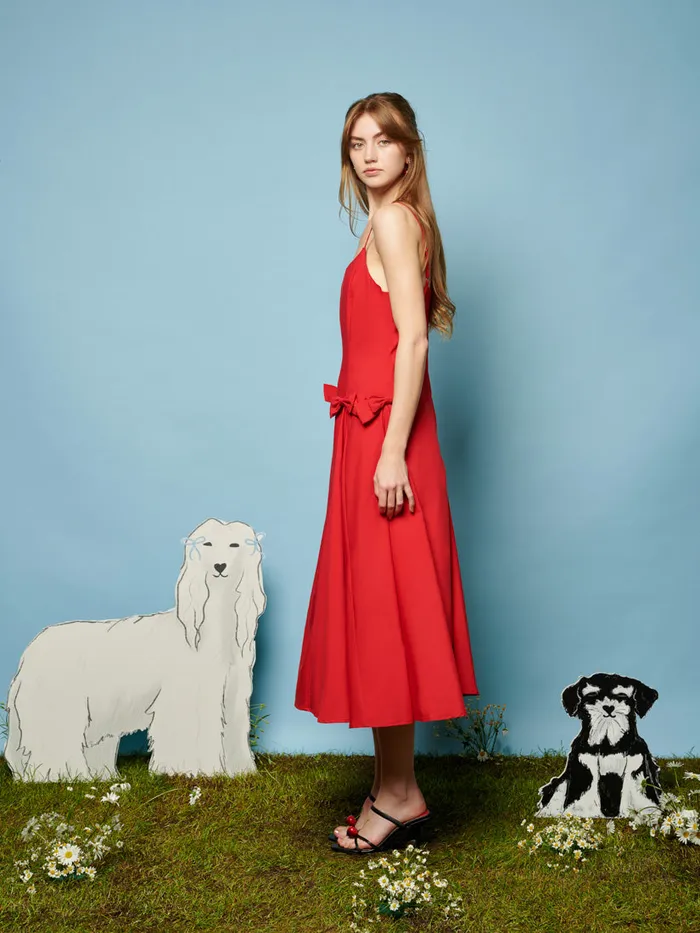 Women Sister Jane Dresses Minnie Bow Cami Dress Carmin Red