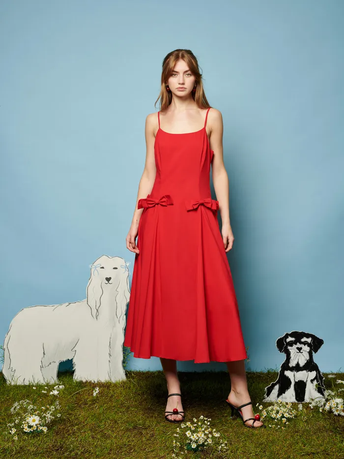 Women Sister Jane Dresses Minnie Bow Cami Dress Carmin Red