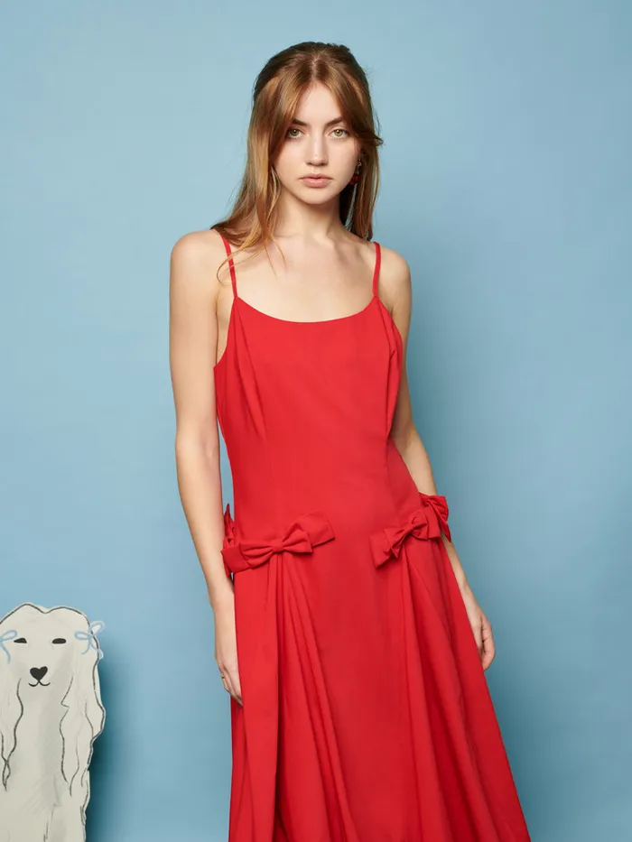 Women Sister Jane Dresses Minnie Bow Cami Dress Carmin Red