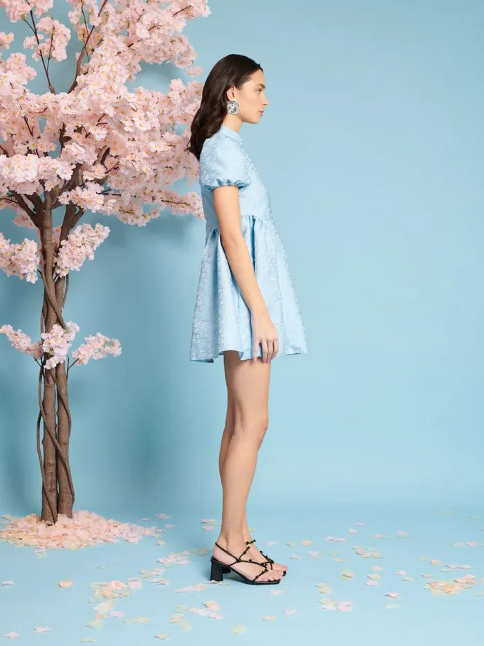 Women Sister Jane Dresses Nara Jacquard Mini Dress Pastel Blue