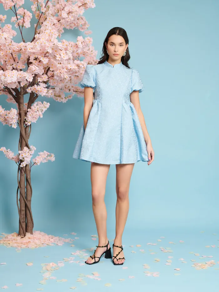 Women Sister Jane Dresses Nara Jacquard Mini Dress Pastel Blue