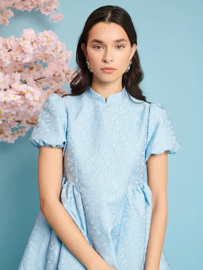 Women Sister Jane Dresses Nara Jacquard Mini Dress Pastel Blue