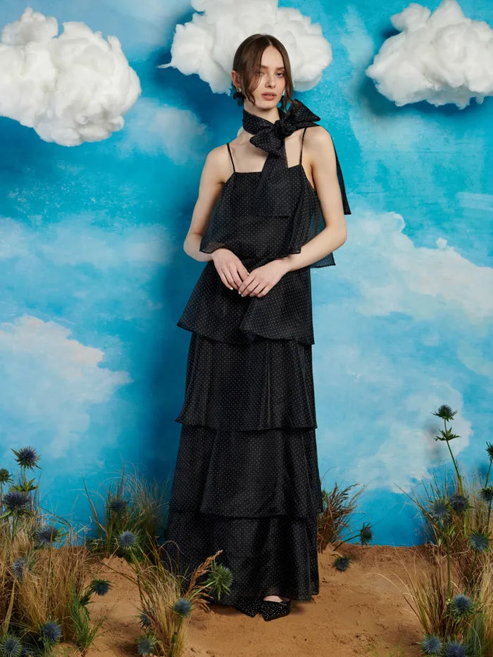 Women Sister Jane Dresses Ranch Tiered Midi Dress Spot Black