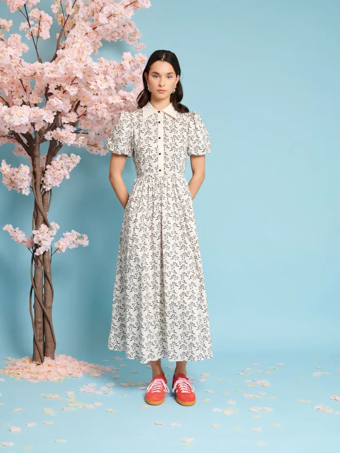 Women Sister Jane Dresses Ribbons Midi Dress Black And White