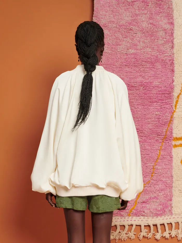 Women Sister Jane Jackets Ghospell Kimber Oversized Bomber Jacket Ivory Cream