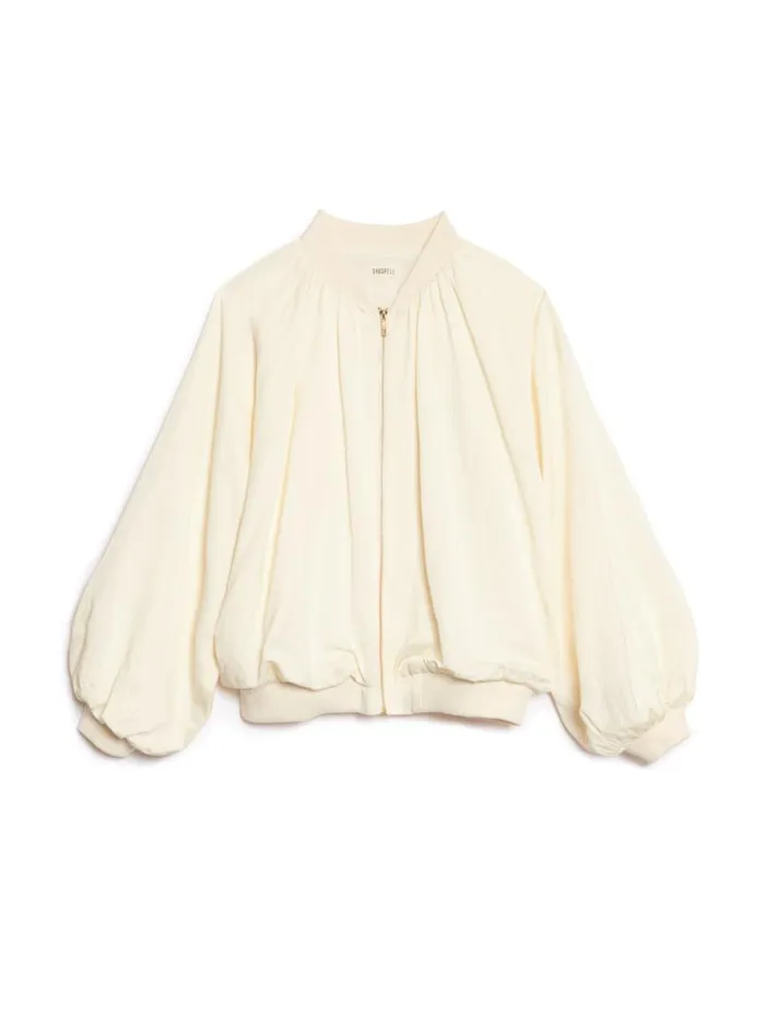 Women Sister Jane Jackets Ghospell Kimber Oversized Bomber Jacket Ivory Cream