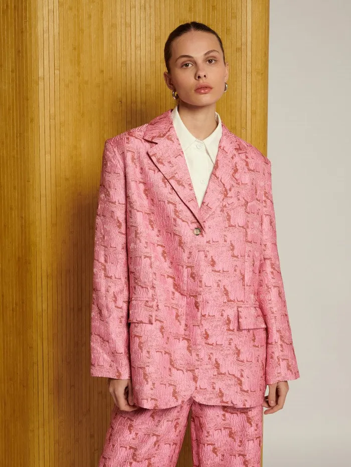 Women Sister Jane Jackets Ghospell Tori Jacquard Blazer Flamingo Pink