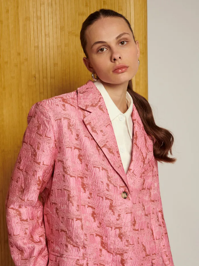 Women Sister Jane Jackets Ghospell Tori Jacquard Blazer Flamingo Pink