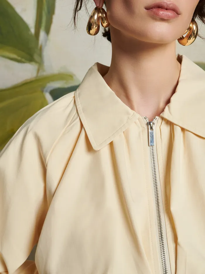 Women Sister Jane Jackets Ghospell Vanessa Cropped Bomber Jacket Pastel Yellow