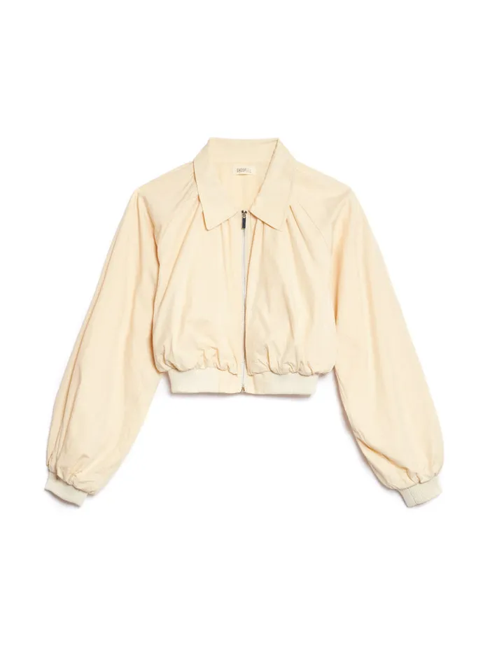 Women Sister Jane Jackets Ghospell Vanessa Cropped Bomber Jacket Pastel Yellow