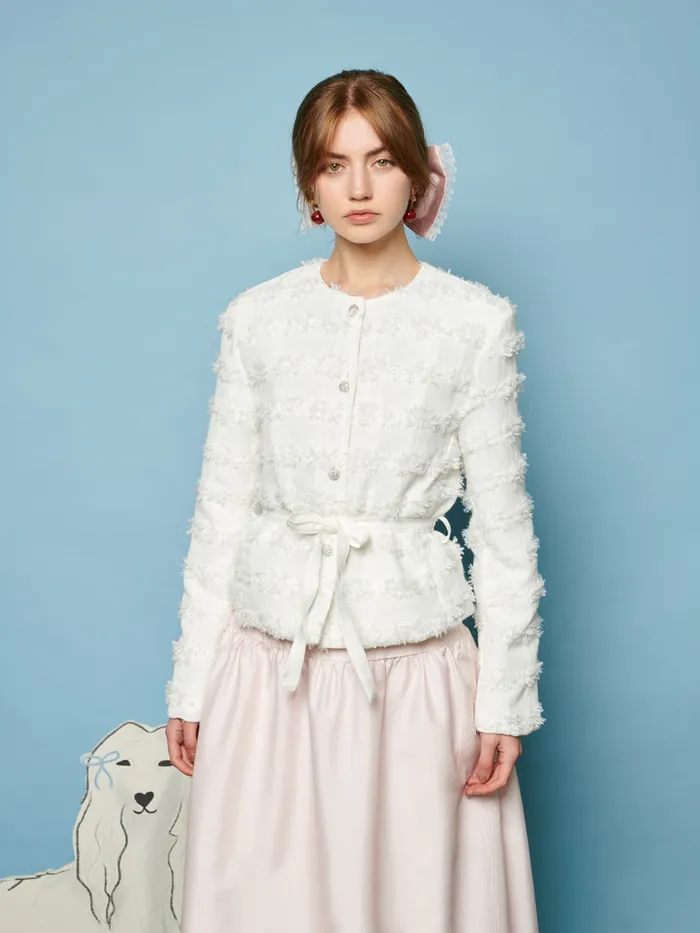 Women Sister Jane Jackets Lassie Tweed Jacket Pearled Ivory