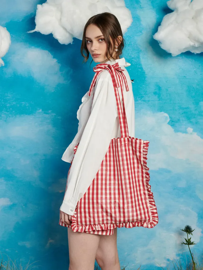 Women Sister Jane Stables Gingham Tote Bag Gingham Red