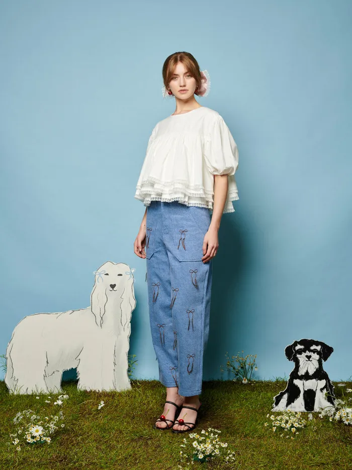 Women Sister Jane Tops Collie Lace Trim Top Pearled Ivory