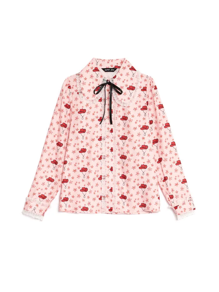 Women Sister Jane Tops Cowgirl Print Blouse True Pink