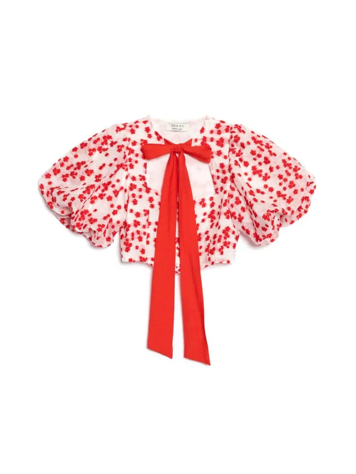 Women Sister Jane Tops DREAM Sakura Jacquard Top White U0026 Red