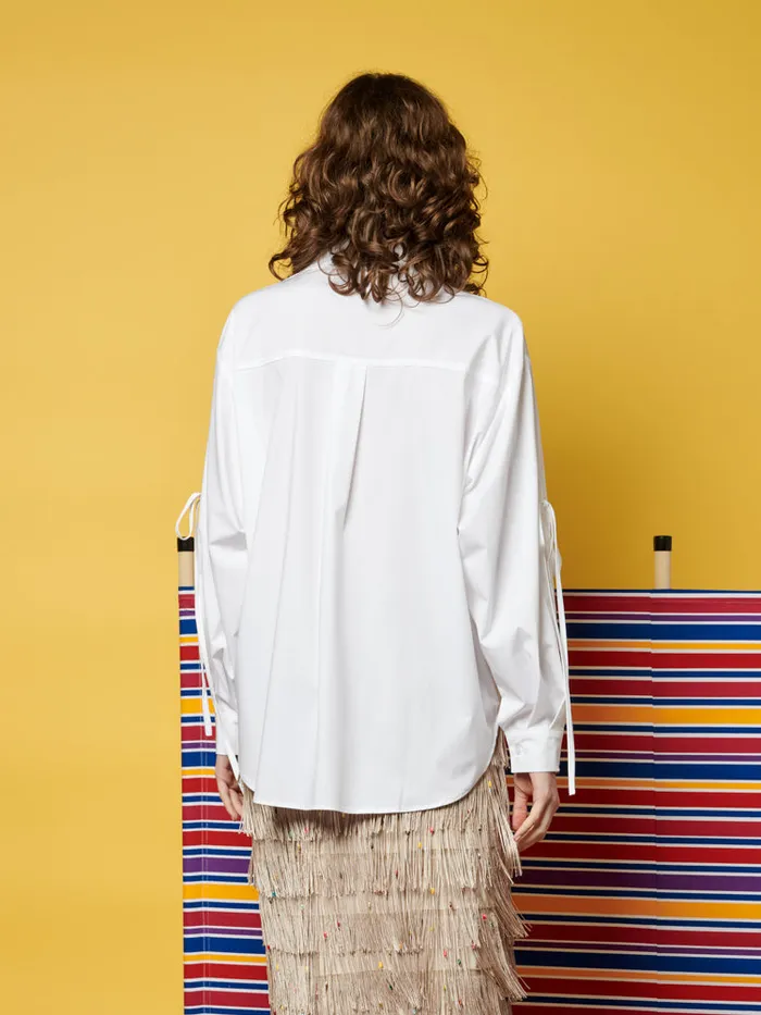 Women Sister Jane Tops Ghospell Fallon Tie Shirt Pearled White