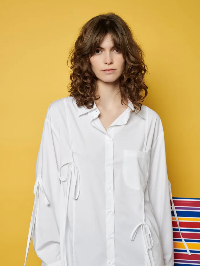 Women Sister Jane Tops Ghospell Fallon Tie Shirt Pearled White