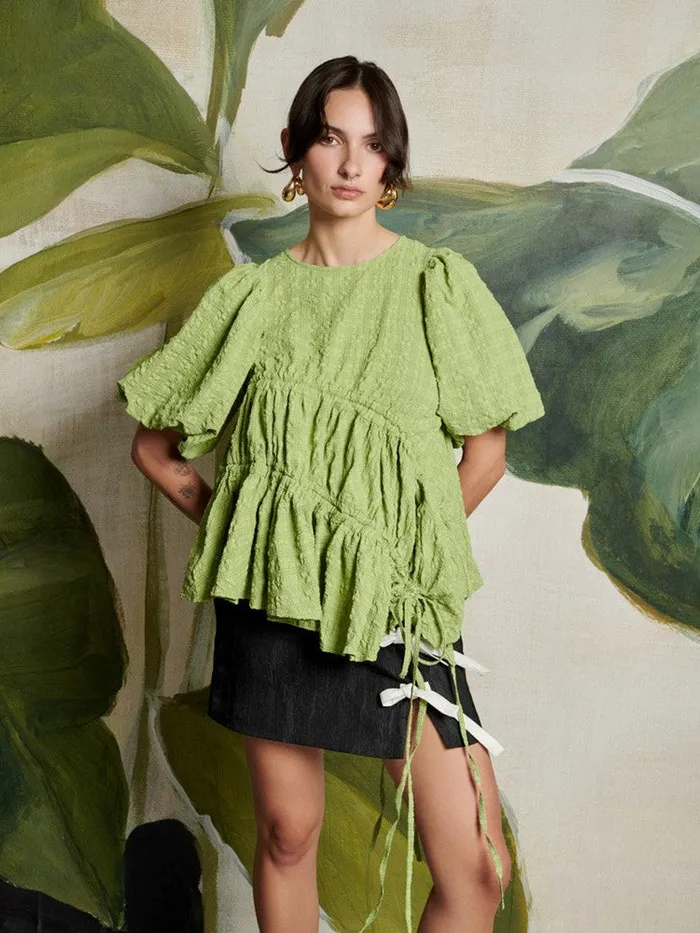 Women Sister Jane Tops Ghospell Lia Ruched Top Bright Green