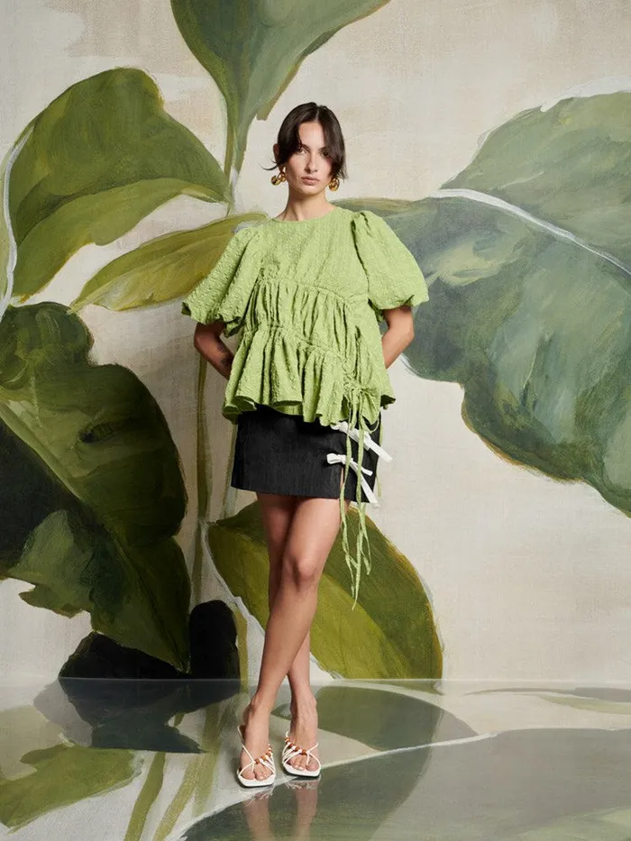 Women Sister Jane Tops Ghospell Lia Ruched Top Bright Green