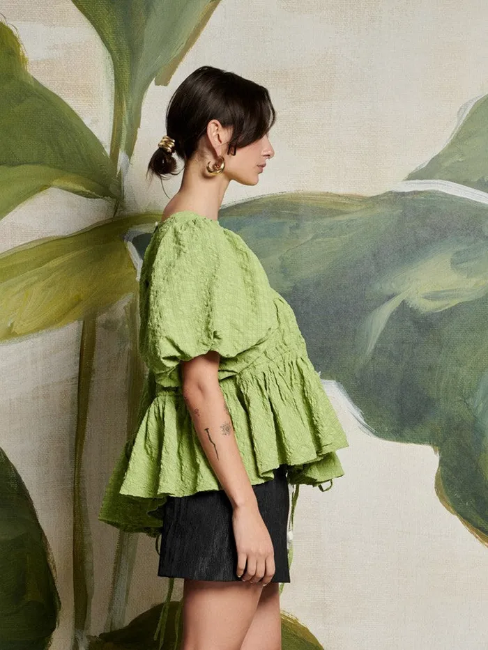 Women Sister Jane Tops Ghospell Lia Ruched Top Bright Green