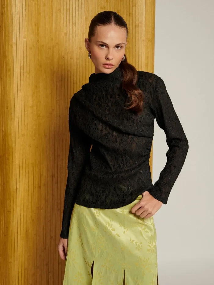 Women Sister Jane Tops Ghospell Sabine Draped Top Coal Black