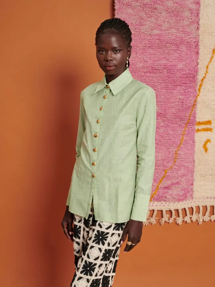 Women Sister Jane Tops Ghospell Thena Fitted Shirt Pistachio Green