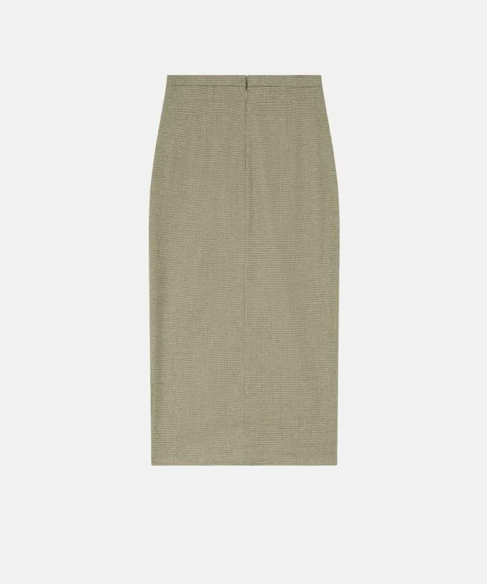 Women Skirts Pinko Check Midi Skirt With Front Slit Camellight Green Women Skirts Pinko Check Midi Skirt With Front Slit Camellight Green