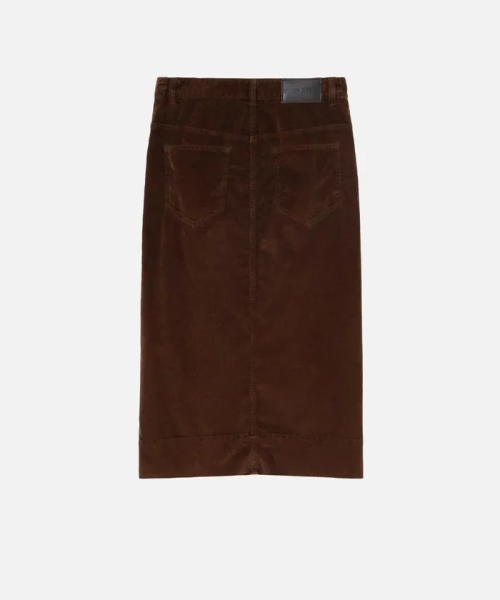 Women Skirts Pinko Corduroy Midi Skirt With Slit Chestnut Brown Women Skirts Pinko Corduroy Midi Skirt With Slit Chestnut Brown
