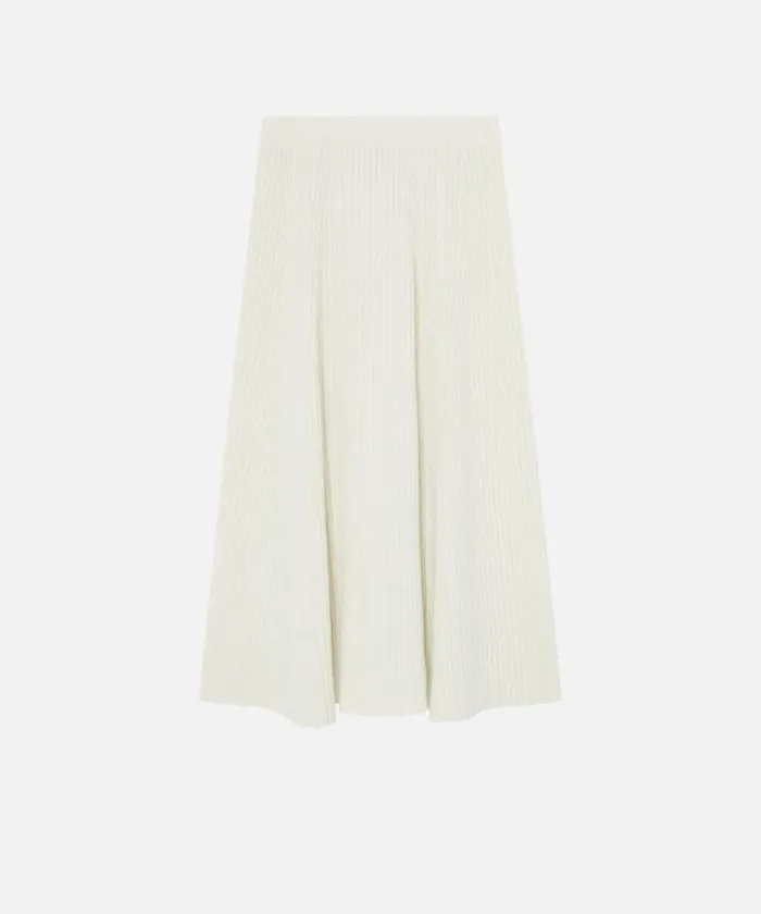 Women Skirts Pinko Flared Cashmereblend Ribbed Knit Skirt Meringue White Women Skirts Pinko Flared Cashmereblend Ribbed Knit Skirt Meringue White