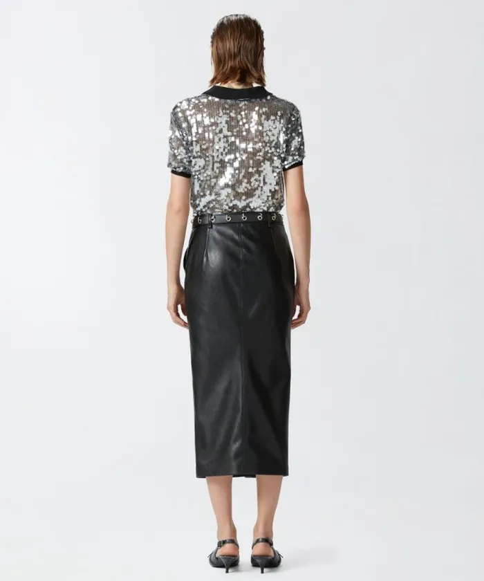 Women Skirts Pinko Leathereffect Midi Skirt With Slit At The Hem Limo Black Women Skirts Pinko Leathereffect Midi Skirt With Slit At The Hem Limo Black