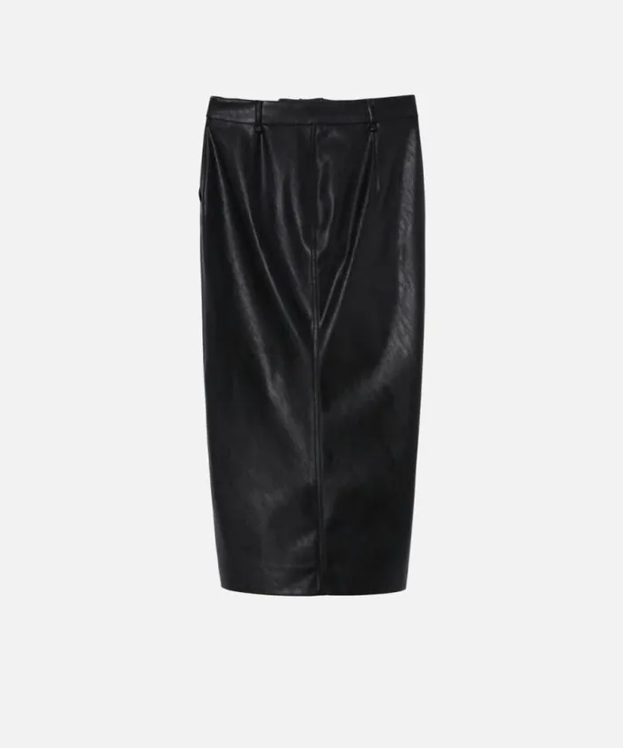 Women Skirts Pinko Leathereffect Midi Skirt With Slit At The Hem Limo Black Women Skirts Pinko Leathereffect Midi Skirt With Slit At The Hem Limo Black