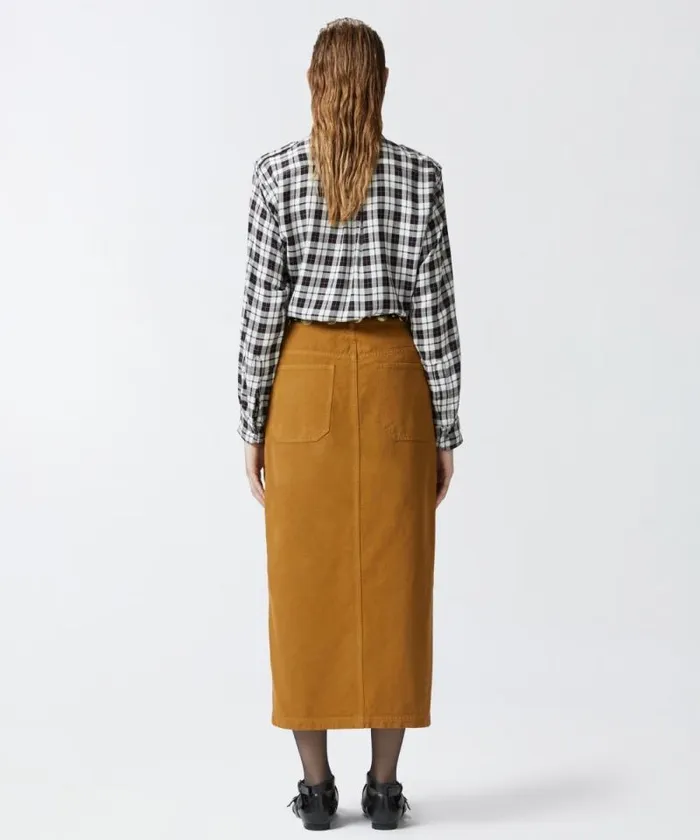 Women Skirts Pinko Long Cotton Workwear Skirt Bronze Women Skirts Pinko Long Cotton Workwear Skirt Bronze