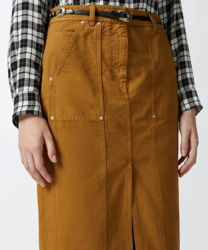 Women Skirts Pinko Long Cotton Workwear Skirt Bronze Women Skirts Pinko Long Cotton Workwear Skirt Bronze