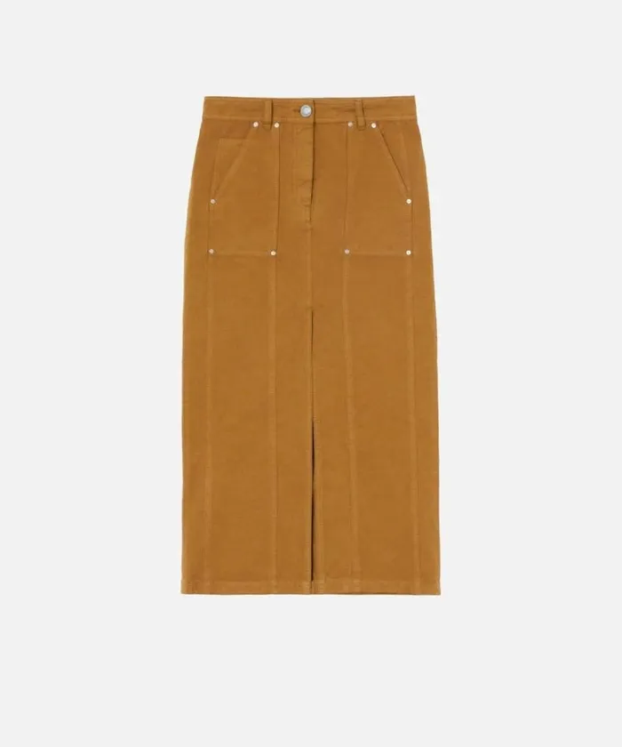 Women Skirts Pinko Long Cotton Workwear Skirt Bronze Women Skirts Pinko Long Cotton Workwear Skirt Bronze