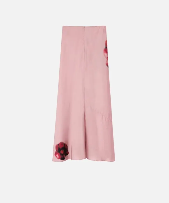 Women Skirts Pinko Long Satin Skirt With Floral Print Pinkred Women Skirts Pinko Long Satin Skirt With Floral Print Pinkred