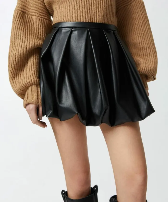 Women Skirts Pinko Pleated Faux Leather Mini Skirt Limo Black Women Skirts Pinko Pleated Faux Leather Mini Skirt Limo Black