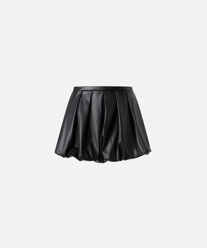 Women Skirts Pinko Pleated Faux Leather Mini Skirt Limo Black Women Skirts Pinko Pleated Faux Leather Mini Skirt Limo Black