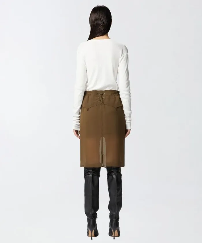 Women Skirts Pinko Sheer Kneelength Skirt With Large Pockets Green Old England Women Skirts Pinko Sheer Kneelength Skirt With Large Pockets Green Old England