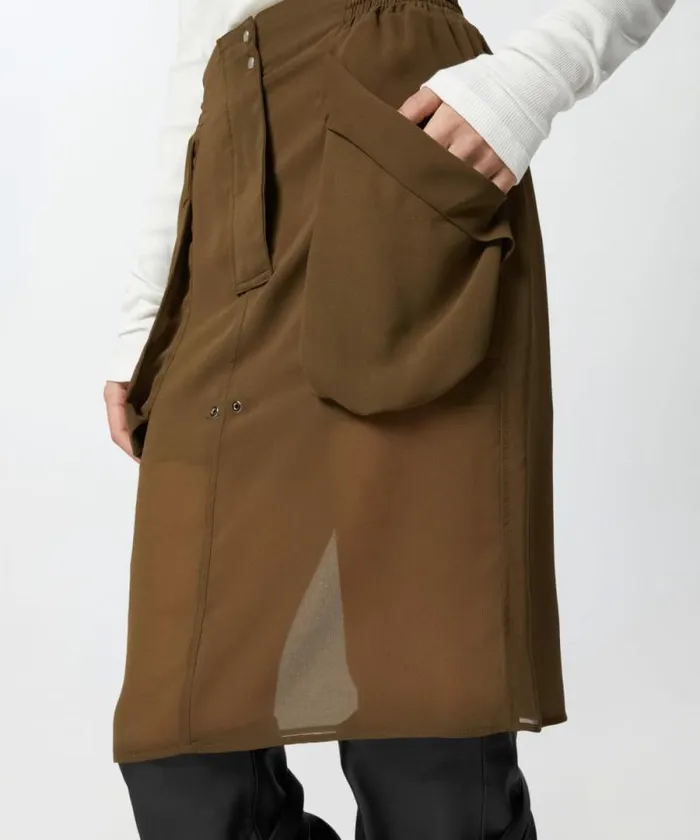 Women Skirts Pinko Sheer Kneelength Skirt With Large Pockets Green Old England Women Skirts Pinko Sheer Kneelength Skirt With Large Pockets Green Old England