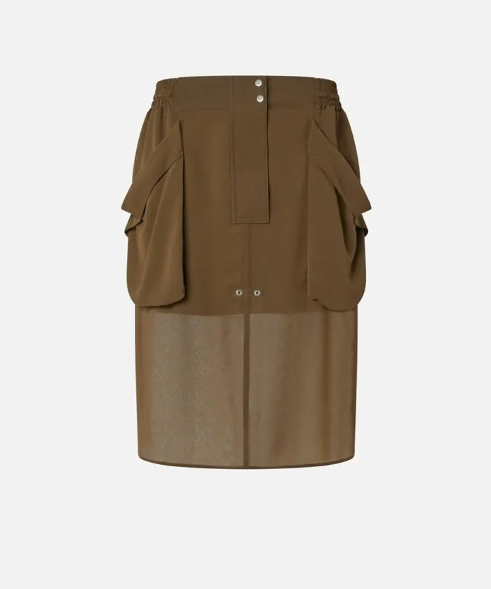 Women Skirts Pinko Sheer Kneelength Skirt With Large Pockets Green Old England Women Skirts Pinko Sheer Kneelength Skirt With Large Pockets Green Old England