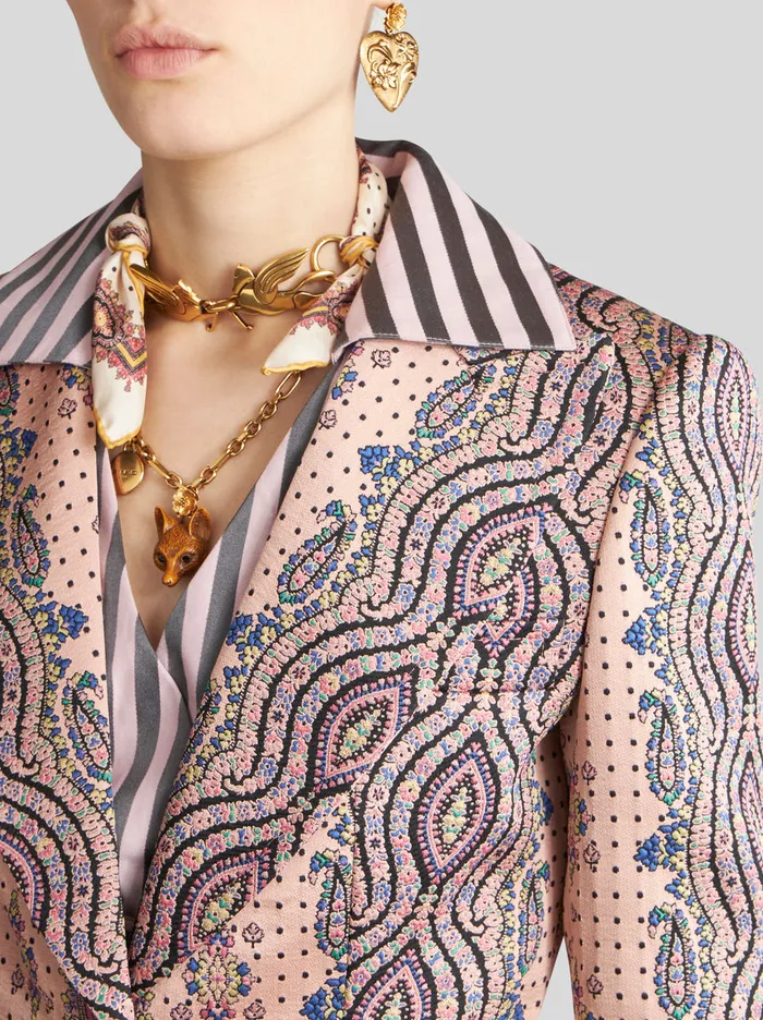 Women Slim Jacquard Jacket With Polka Dots Etro Jackets