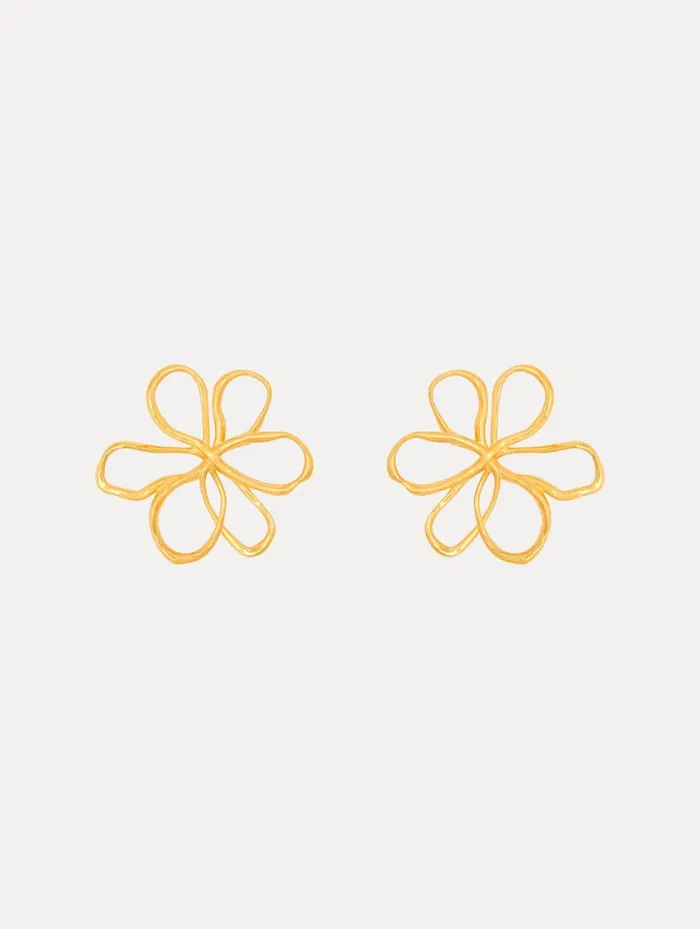 Women Small Threaded Flower Earrings Gold Oscar De La Renta Earrings