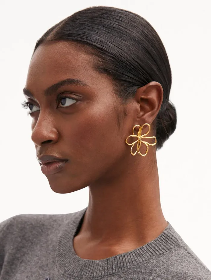 Women Small Threaded Flower Earrings Gold Oscar De La Renta Earrings Women Small Threaded Flower Earrings Gold Oscar De La Renta Earrings