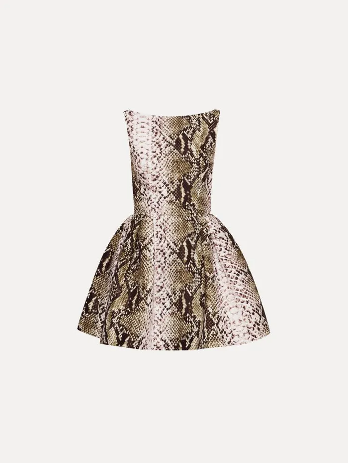 Women Snake Faille Cocktail Dress Olive Oscar De La Renta Dresses